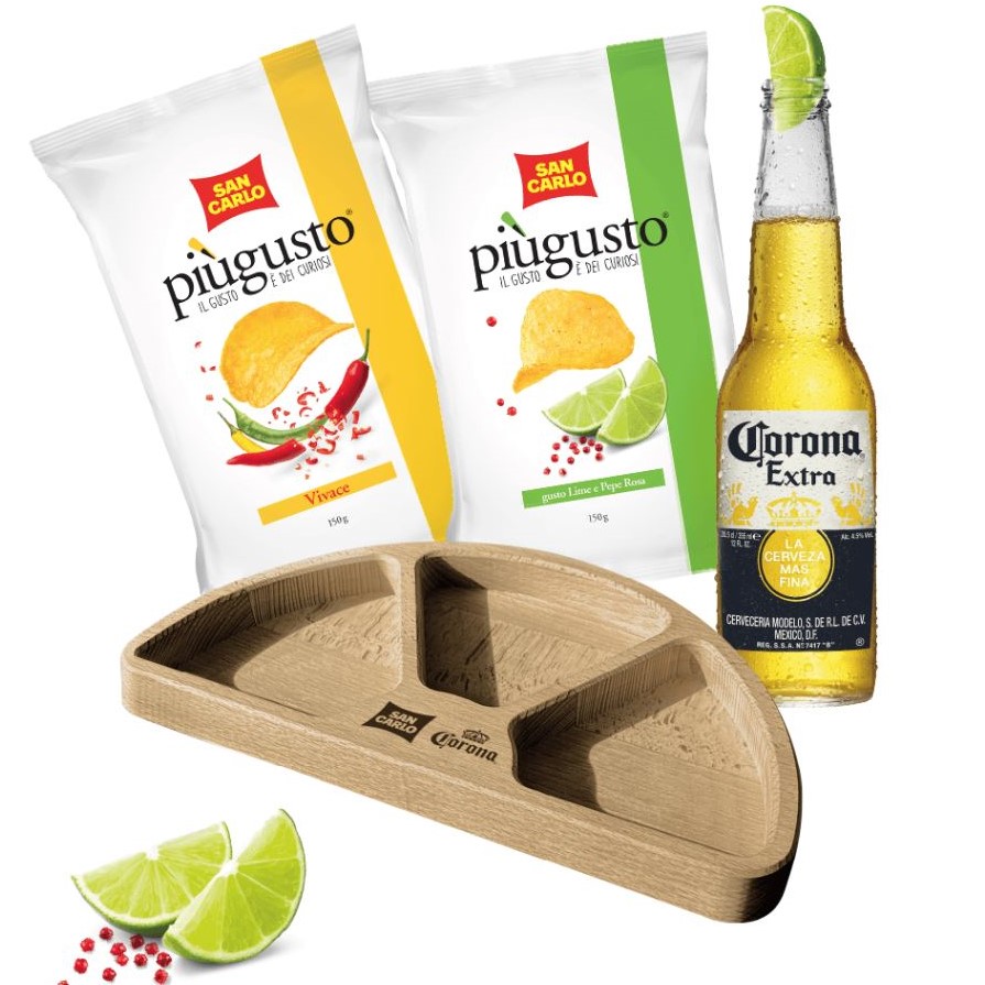 In regalo il tagliere aperitivo San Carlo PiùGusto e Corona